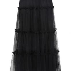 Ivy + Jack Fashion Neve Black Tiered Midi Tulle Skirt