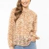 Seeking Lola United Caramel Leaves LS Blouse 1 Seeking Lola United Caramel Leaves LS Blouse