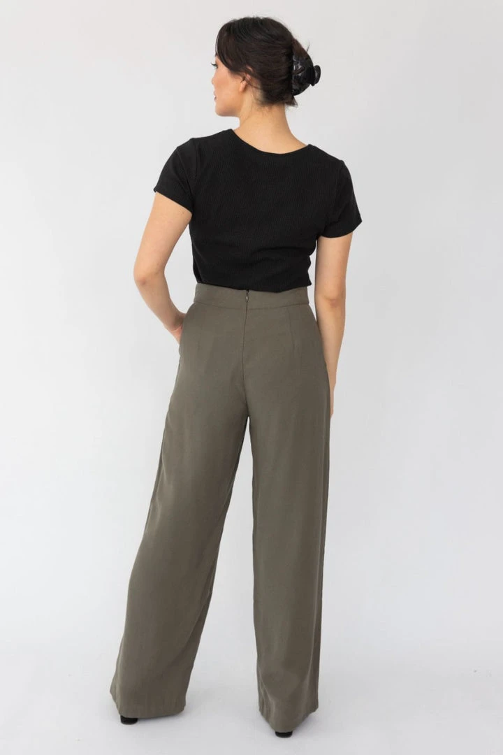 Among The Brave Effortless Khaki Viscose Deep Band Wide Leg Pant Fashion 6 Among The Brave Effortless Khaki Viscose Deep Band Wide Leg Pant Fashion