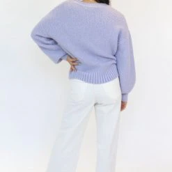 Among The Brave Keeper Lilac Chunky Textured Boxy Balloon Sleeve Knit