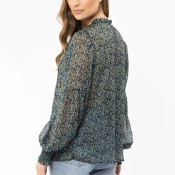 Billie The Label Fantasy Blue Floral Lace Front LS Top Fashion 7 Billie The Label Fantasy Blue Floral Lace Front LS Top Fashion