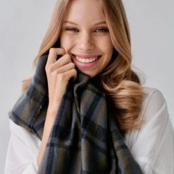 Sophie Accessories Checks Charcoal 100% Recycled Polyester Scarf