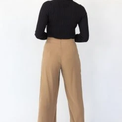 Among The Brave Effortless Caramel Viscose Deep Band Wide Leg Pant