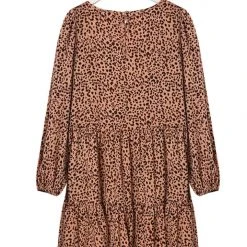 Ivy + Jack Elsa Peach Leopard Satin V Neck Mid Sleeve Smock Dress Fashion 11 Ivy + Jack Elsa Peach Leopard Satin V Neck Mid Sleeve Smock Dress Fashion