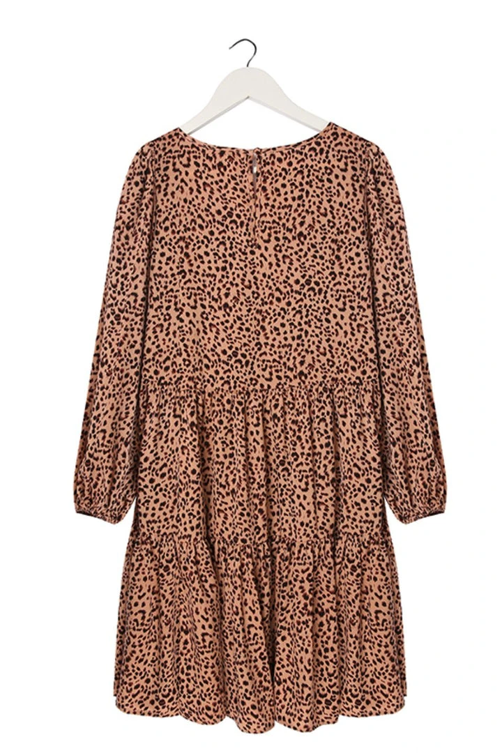 Ivy + Jack Elsa Peach Leopard Satin V Neck Mid Sleeve Smock Dress Fashion 7 Ivy + Jack Elsa Peach Leopard Satin V Neck Mid Sleeve Smock Dress Fashion