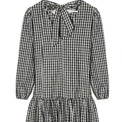 Ivy + Jack Emelia Black Check Mid Sleeve Smock Dress Fashion