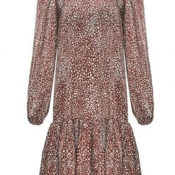 Ivy + Jack Fashion Emelia Brown Leopard Mid Sleeve Smock Dress