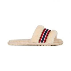 Emu Wrenlette Natural Wool Stripe Slide On Slipper