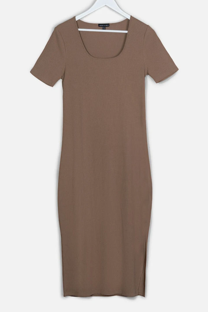 Among The Brave Enchanting Square Neck SS Mushroom Rib Midi Dress Fashion 9 Among The Brave Enchanting Square Neck SS Mushroom Rib Midi Dress Fashion