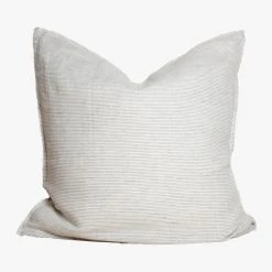 Home Lab 100% French Linen Euro Pillowcase Charcoal Pinstripe 65 X 65cm