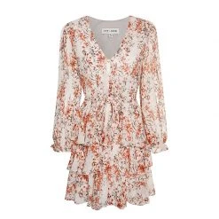 Ivy + Jack Evita Sand Floral LS V Neck Mini Tiered Dress 12 Ivy + Jack Evita Sand Floral LS V Neck Mini Tiered Dress