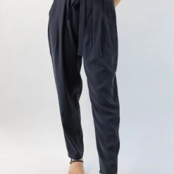 Among The Brave Spirited Black Tie Front Tapered Cupro Pant Fashion