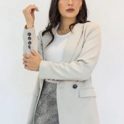 Ivy + Jack Cooper Cloud Textured Crepe Boyfriend Semi Fitted Blazer