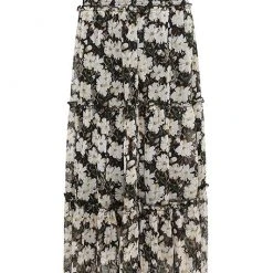 Ivy + Jack Rosie Ivory Gardenia Shirred Waist Tiered Skirt