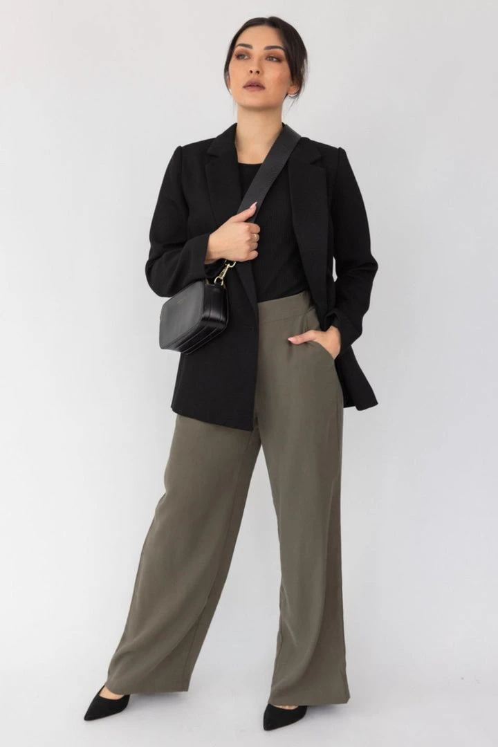 Among The Brave Effortless Khaki Viscose Deep Band Wide Leg Pant Fashion 5 Among The Brave Effortless Khaki Viscose Deep Band Wide Leg Pant Fashion
