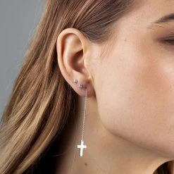 Stolen Falling Cross Earrings