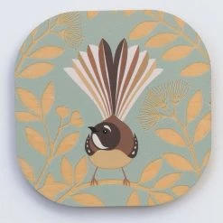 100% NZ Hansby Design Fantail Mint Green Coaster Table & Kitchen