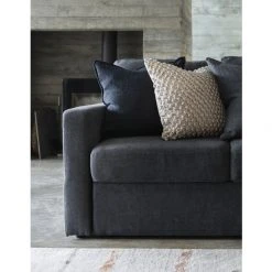 Mulberi Flaxmill Linen Cushion With Feather Inner Black 50x50cm Cushion, Throws & Linen