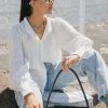Among The Brave Hero White Linen Pintuck Puff Sleeve Shirt Fashion
