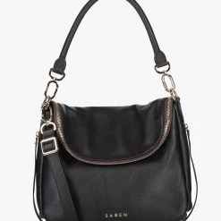 Saben Accessories Frankie Fold Over Black Shoulder Bag
