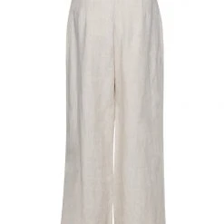 Among The Brave Fashion Freedom Natural Flat Front Deep Waistband Wide Leg Linen Pant