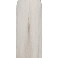 Among The Brave Fashion Freedom Natural Flat Front Deep Waistband Wide Leg Linen Pant
