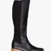 Minx Gemma Black Knee High Black Leather Boot With Stretch Suede
