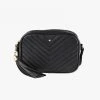 Peta + Jain Accessories Gracie Black Chevron Quilt Vegan Leather Gold Hardware Crossbody Bag
