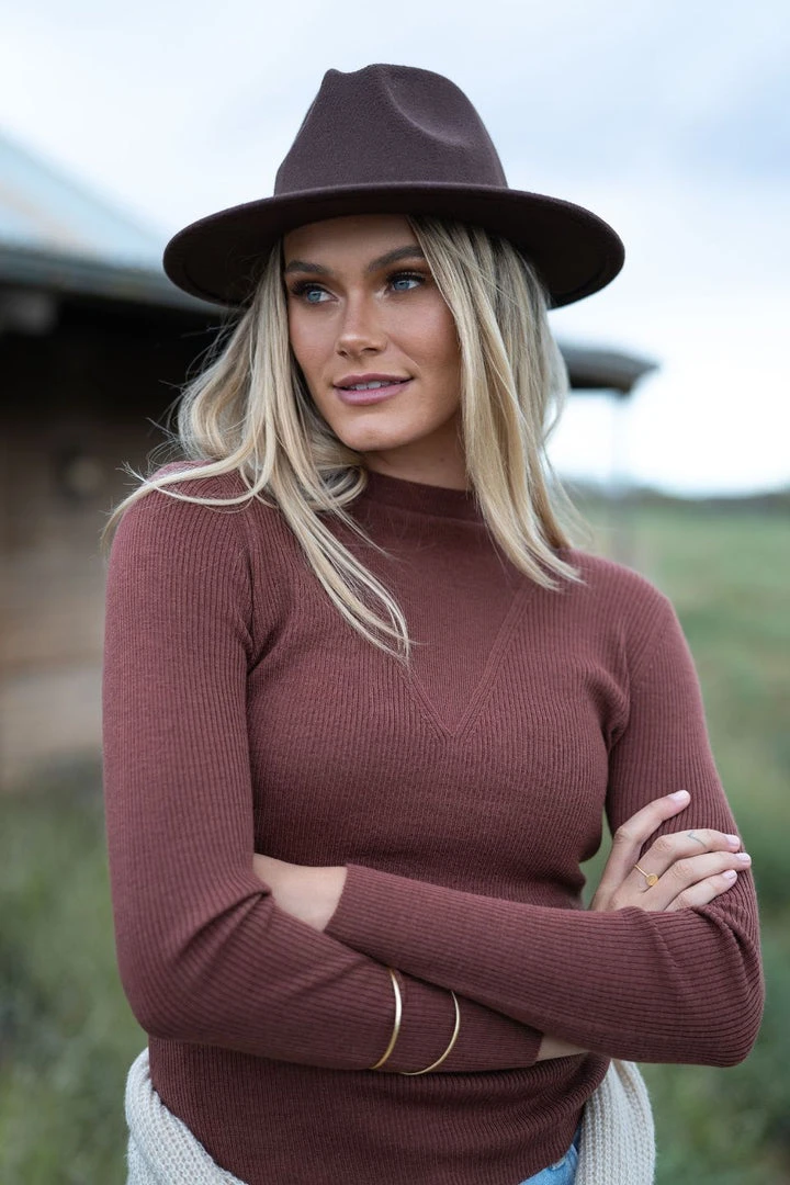 Humidity Lifestyle Billie Chocolate Fedora Hat Accessories 4 Humidity Lifestyle Billie Chocolate Fedora Hat Accessories