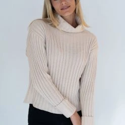 Humidity Lifestyle Fashion Keely Cotton Blend Roll Neck Stone Knit Jumper