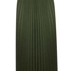 Ivy + Jack Fashion Radiant Khaki Washer Satin Pleated Midi Skirt