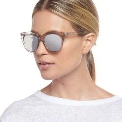 Le Specs Halfmoon Magic Cat Eye Clear Stone Silver Mirror Lens Sunglasses