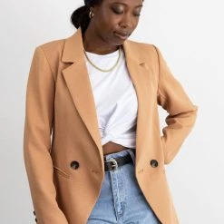 Ivy + Jack Harper Tan Textured Double Breasted Blazer Fashion
