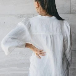 Among The Brave Hero White Linen Pintuck Puff Sleeve Shirt Fashion