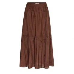Ivy + Jack Hope Chocolate Linen Tiered Midi Skirt Fashion