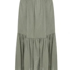 Ivy + Jack Hope Khaki Linen Tiered Midi Skirt