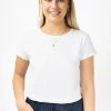 Humble + Heart Fashion Roxy Rolled Sleeve White Crop Organic Tee