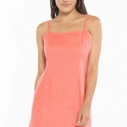 Ivy + Jack Party Days Coral Linen Strappy Mini Dress