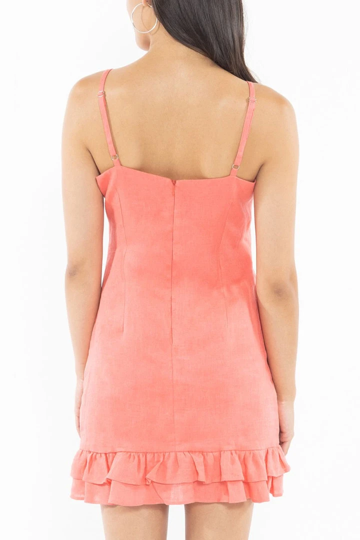 Ivy + Jack Party Days Coral Linen Strappy Mini Dress 6 Ivy + Jack Party Days Coral Linen Strappy Mini Dress