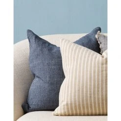 Mulberi Cushion, Throws & Linen Indira Linen Cushion With Feather Inner French Navy 55x55cm