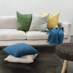 Mulberi Cushion, Throws & Linen Indira Ochre Linen Cushion 55x55cm