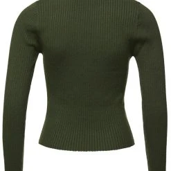 Among The Brave Inspired Dark Khaki LS Rib Knit Crew Neck Top Fashion