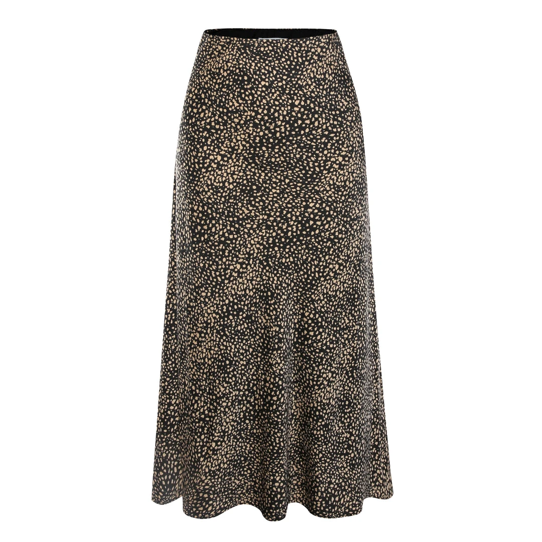 Ivy + Jack Fashion Ivy Black Mini Leopard Satin Midi Bias Skirt 6 Ivy + Jack Fashion Ivy Black Mini Leopard Satin Midi Bias Skirt