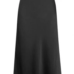 Ivy + Jack Ivy Black Washer Satin Midi Bias Skirt