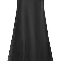 Ivy + Jack Ivy Black Washer Satin Midi Bias Skirt