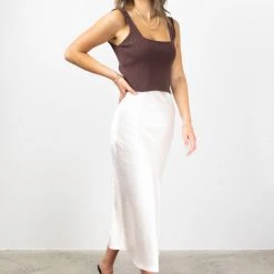 Ivy + Jack Ivy Champagne Satin Bias Midi Skirt