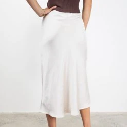 Ivy + Jack Ivy Champagne Satin Bias Midi Skirt
