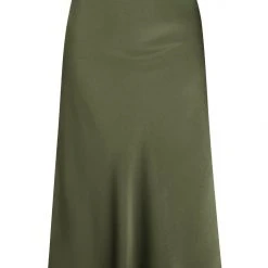 Ivy + Jack Fashion Ivy Khaki Washer Satin Midi Bias Skirt