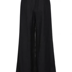 Among The Brave Galaxy Black Paper Bag Tie Waist Wide Leg Linen Pant
