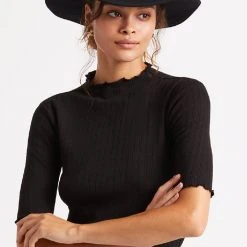 Brixton Joanna Packable Black Felt Hat